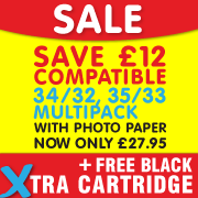 34/32 & 35/33 Pack with photo paper & Free black
