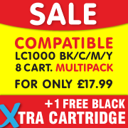 Brother LC1000 compat 8pk with free black