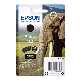 Click to view product details and reviews for Epson 24 Black Ink Cartridge Elephant Original.