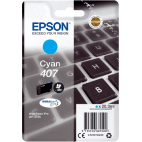 Click to view product details and reviews for Epson 407 Cyan Ink Cartridge Keyboard Original.