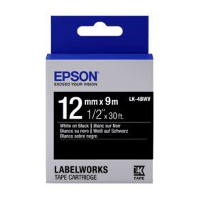 Click to view product details and reviews for Epson Lk 4bwv C53s654009 White On Black Labelling Tape 12mm X 9m Original.