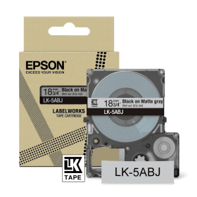 Click to view product details and reviews for Epson Lk 5abj C53s672087 Black On Matte Grey Label Tape Cartridge 18mm X 8m Original.