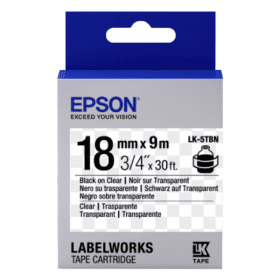 Click to view product details and reviews for Epson Lk 5tbn C53s655008 Black On Clear Labelling Tape 18mm X 9m Original.