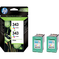 CB332EE (343) Original HP Standard Capacity Colour Ink Cartridges x2