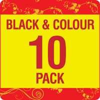 PGI-520/ CLI-521 Bk/C/M/Y Compatible Black & Colour 10 Ink Cartridge Pack  (Chipped version) + 2 x FREE PGI-520 Blacks