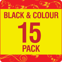 PGI-520 BK / CLI-521 Bk/C/M/Y Compatible Black & Colour 15 Ink Cartridge Pack (Chipped version) + 3 x FREE PGI-520 Blacks