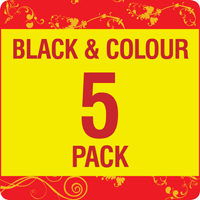 PGI-520BK / CLI-521 B/C/M/Y (Chipped) Compatible Black & Colour 5 Pack + 1 x FREE PGI-520 Black