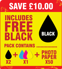M4640 / M4646 Compatible Black, Colour & Photo Paper Pack + 1 x FREE Black Cartridge  SAVE &pound;10.00