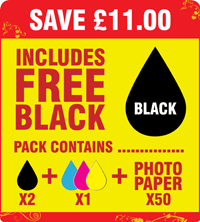 338/344 Compatible Black, Colour & Photo Paper Pack + 1 x FREE Black Cartridge SAVE £11.00