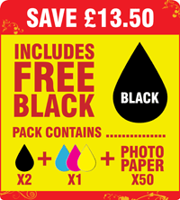 44 Compatible Black, 43 Compatible Colour & Photo Paper Pack + 1 x FREE Black Cartridge SAVE £13.50