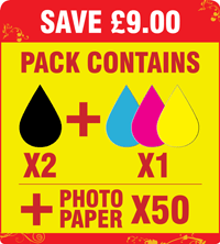 300xl Compatible Black x 2 & 300xl Compatible Colour x 1, + 50 Sheets 240g 4"x6" Photo Paper SAVE &pound;9.00