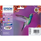 T0807 Epson Original Black &amp; Colour 6 Ink Cartridge Pack - Full Set