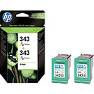 CB332EE (343) Original HP Standard Capacity Colour Ink Cartridges x2