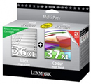 80D2978 (36XL &amp; 37XL) Original Lexmark Black &amp; Colour Return Program Ink Cartridge Pack