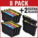 Epson T1291/2/3/4 compatible High Capacity Black &amp; Colour 8 Ink Cartridge Pack + 2 x EXTRA T1291 Blacks