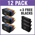 HP 364XL Compatible Black &amp; Colour Ink Cartridge 12 Ink Cartridge Pack + 3 x FREE Black Cartridges *Super Bundle*