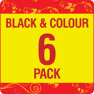 T0801/2/3/4/5/6  Peach Compatible Black &amp; Colour Pack
