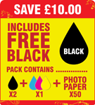 339 C8767ee Compatible Black, 344 C9363ee Compatible Colour x 1 &amp; Photo Paper Pack + 1 x FREE Black Cartridge  SAVE &amp;pound;10.00