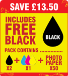 44 Compatible Black, 43 Compatible Colour &amp; Photo Paper Pack + 1 x FREE Black Cartridge  SAVE &amp;pound;13.50