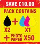 28 Compatible Black x 2 &amp; 29 Compatible Colour x 1 + 50 Sheets 240g 4"x6" Photo Paper SAVE &amp;pound;10.00