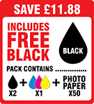 Lexmark 34/32, 35/33  Compatible Black & Colour Ink Cartridge & Photo Paper Pack + 1 x FREE Black Cartridge  SAVE &pound; 11.88