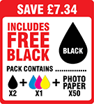 Kodak No.10 / 3947074 Compatible Black & Colour Ink Cartridge & Photo Paper Pack + 1 x FREE Black Cartridge  SAVE &pound; 7.34