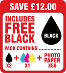 M4640 / M4646 Compatible Black, Colour & Photo Paper Pack + 1 x FREE Black Cartridge! SAVE &pound;12.00