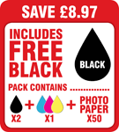 21/22 Compatible Black, Colour & Photo Paper Pack + 1 x FREE Black Cartridge! SAVE &pound;8.97