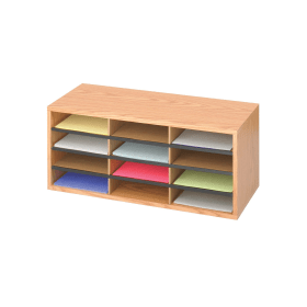 12 Compartment Literature Organiser 740mm x 302mm x 310mm Beech 324076 F
