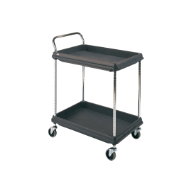 2 Tier Black 832mm x 546mm x 1041mm Deep Ledge Trolley 372248 F