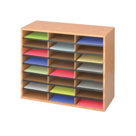 24 Compartment Literature Organiser 740mm x 302mm x 620mm Beech 391867 F