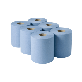 2Work 3 Ply Centrefeed Roll 135m 3 Ply Blue 6 Pack 461142 F