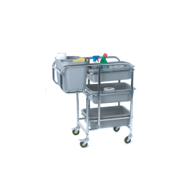 2Work 3 Tier Mobile Collector Cleaning Trolley 100kg Capacity Silver 2W10762 F