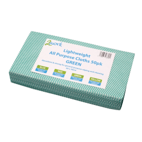 2Work Lightweight All Purpose Cloths 600mm x 300mm Green 50 Pack 370944 F