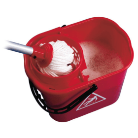 2Work Plastic Mop Bucket With Wringer 15 Litre Red VNT00684 F