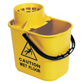 2Work Plastic Mop Bucket with Wringer Yellow 15 Litre VNT00691 F