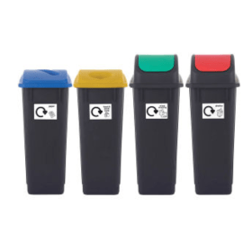 2Work Recycling Bins 65 Litre Assorted 4 Pack 2W10790 F