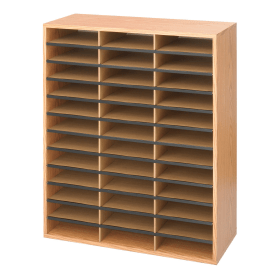 36 Compartment Literature Organiser 875mm x 302mm x 877mm Beech 411477 F