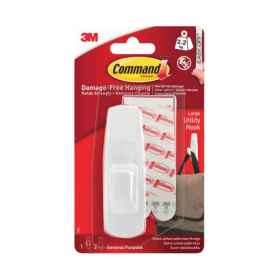 3M Command Adhesive Hook Large White with Two Adhesive Strips 135075 F