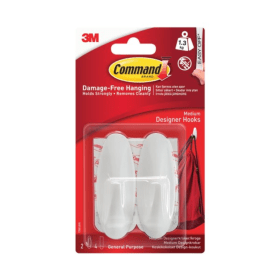 3M Command Adhesive Hook Medium White 2 Pack 235946 F