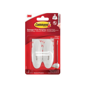 3M Command Medium White Wire Hooks with Command Strips 2 Pack 446676 F