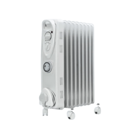 5 Star 2000W 9 Fin Oil Filled Radiator With Timer White FS677765 F
