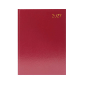 5 Star Desk Diary Day Per Page A4 Burgundy 2027 KA41BG27 F