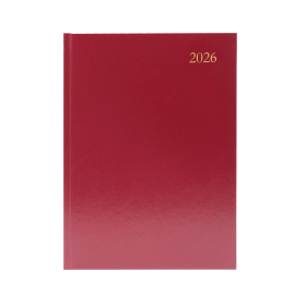 5 Star Desk Diary Day Per Page A5 Burgundy 2026 KFA51BG26 913188 F