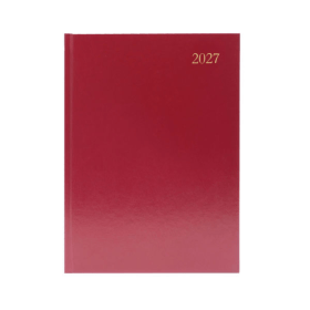 5 Star Desk Diary Day Per Page A5 Burgundy 2027 KA51BG27 F