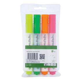 5 Star Eco Highlighter Assorted 4 Pack 463289 F