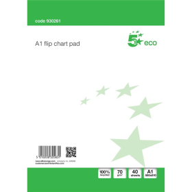 5 Star Eco Recycled Flipchart Pad Perforated 40 Sheets A1 5 Pack 930261 284162 F