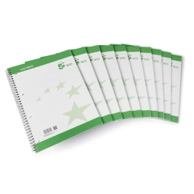 5 Star Eco Spiral Pad Ruled Margin 100 Pages A4 10 Pack 463324 F