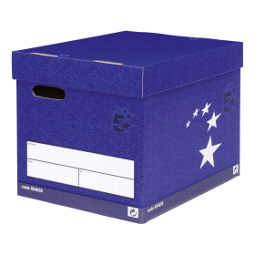 5 Star Elite Superstrong Archive Storage Box with Lid Self Assembly Blue 10 Pack 110125 F