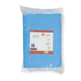 5 Star Facilities Cleaning Cloths Anti Microbial Heavy Duty 76gsm 500mm x 300mm Blue 25 Pack 468584 F